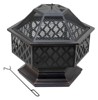 Tűzrakóhely szikrafogóval grillráccsal  HEXAGON patinás